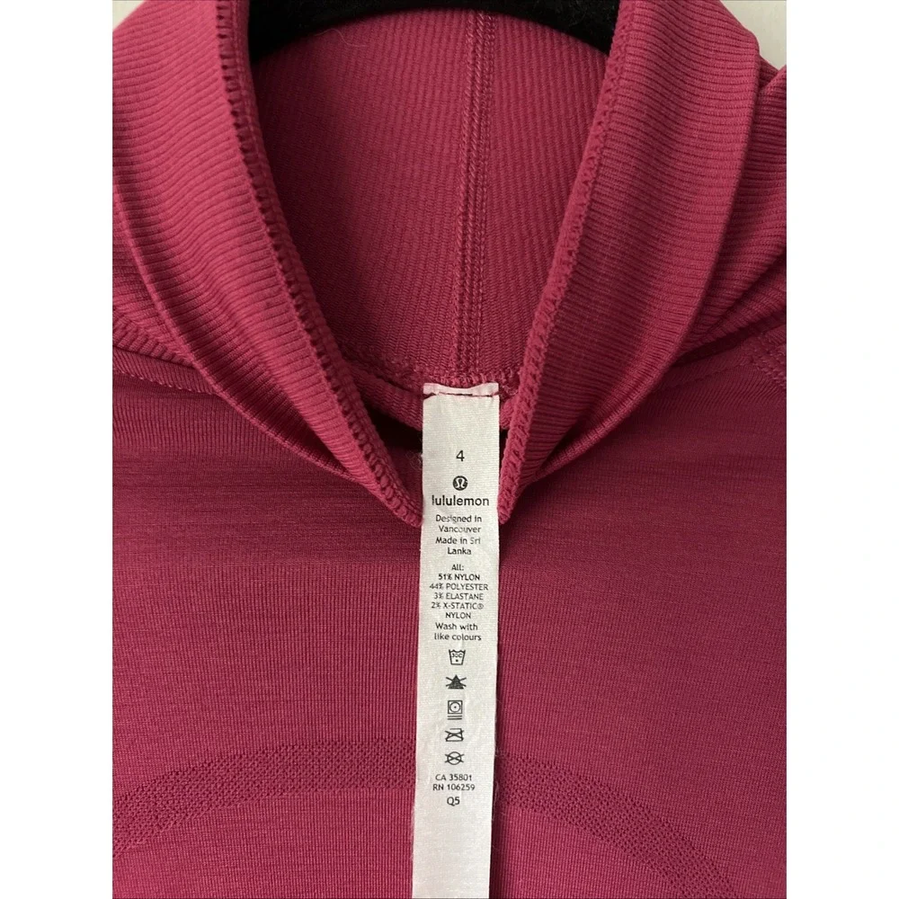 Lululemon Swiftly Speed Turtleneck Top Run Berry Pink Sz 4 Slim Fit Long Sleeve